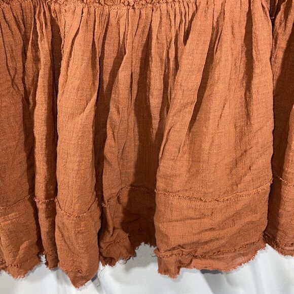 WE THE FREE RUFFLED HENLEY MINI DRESS IN CHOCOLATE NEW XS - Picture 5 of 6